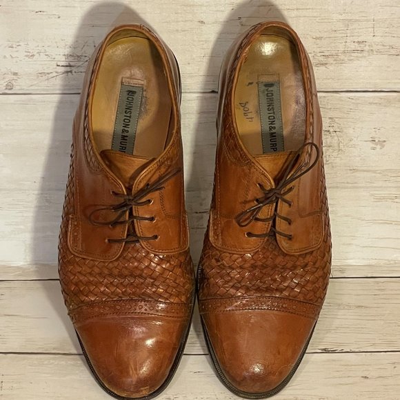 Johnston and Murphy Brown Woven Oxford‎ Lace-ups Size 10 - Picture 1 of 3